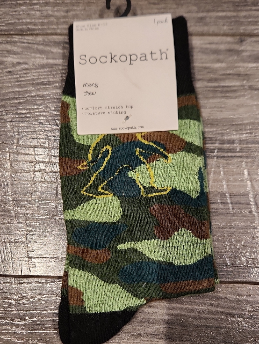 NWT Sockopath Men's Camo Crew Socks Shoe Sz 6-12